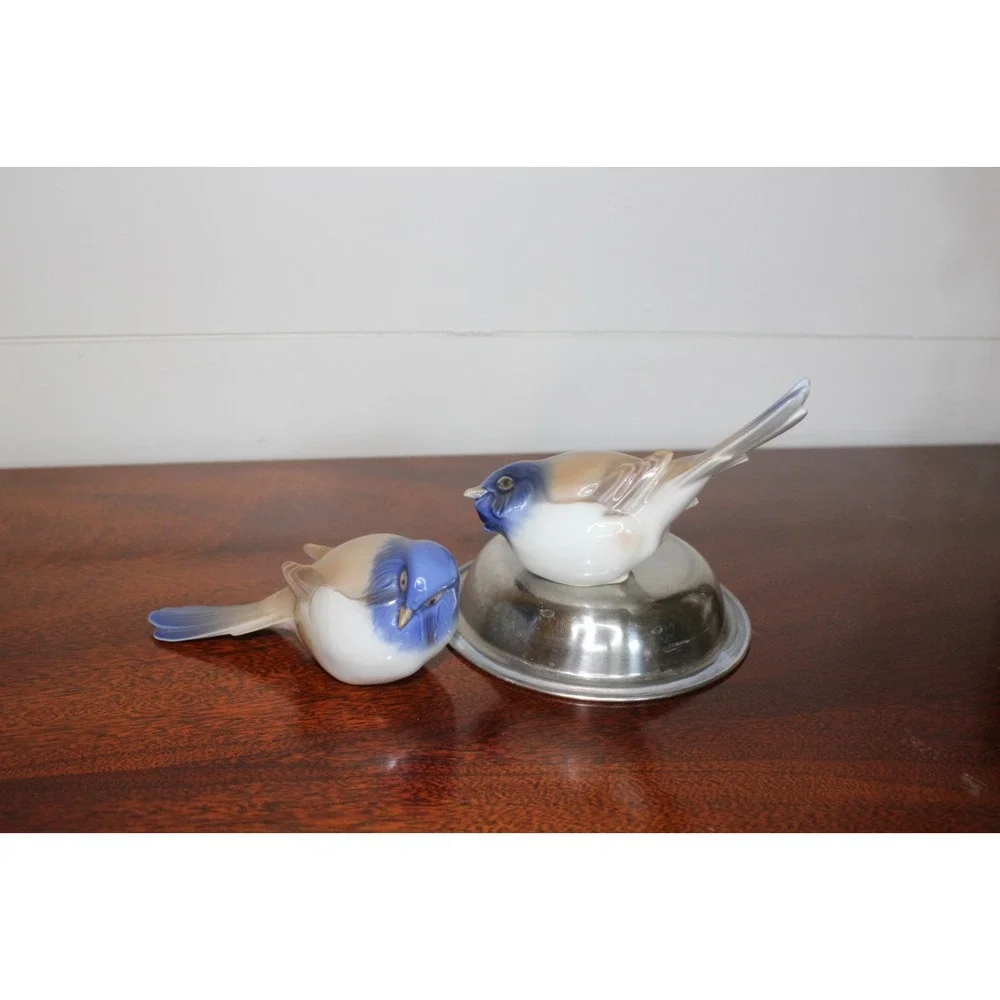 A pair‎ of Vintage Bing & Grodahi Porcelain titmouse Figurines